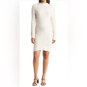 Cozy Ribbed Sleeve Sweater Dress Small (loose fit) Beige/ivory/gray. NWOT